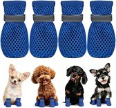 4 stuks - zomer hondenschoenen voor kleine honden - MAAT S (1.5-3 kg, binnenzool 4 cm x 3.5 cm) - lichtgewicht, ademend mesh hondenschoentjes - beschermt pootjes op hete straatjes - let op: kies niet uw gebruikelijke maat