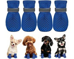 4 stuks - zomer hondenschoenen voor kleine honden - MAAT S (1.5-3 kg, binnenzool 4 cm x 3.5 cm) - lichtgewicht, ademend mesh hondenschoentjes - beschermt pootjes op hete straatjes - let op: kies niet uw gebruikelijke maat
