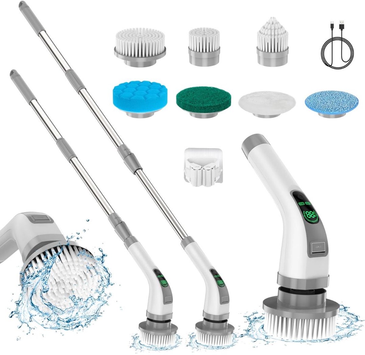 KIRA® Vloerreiniger Elektrische - Snoerloze Elektrische Mop - Vloerreiniger - Grijs/Zilver - 45cm x 17cm x 8cm