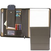 Safekeepers Leather Writing Case - Conference Folder A4 - Work Folder Tablet Cover & Laptop Sleeve - Amovible Ring Binder - Olive Green