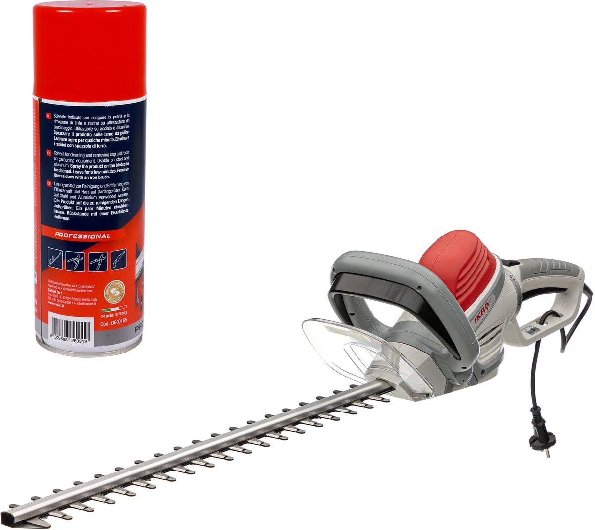 IKRA elektrische heggenschaar IHS 650, snijdikte 22 mm, 180° draaibare handgreep met onderhoudsspray (400 ml)