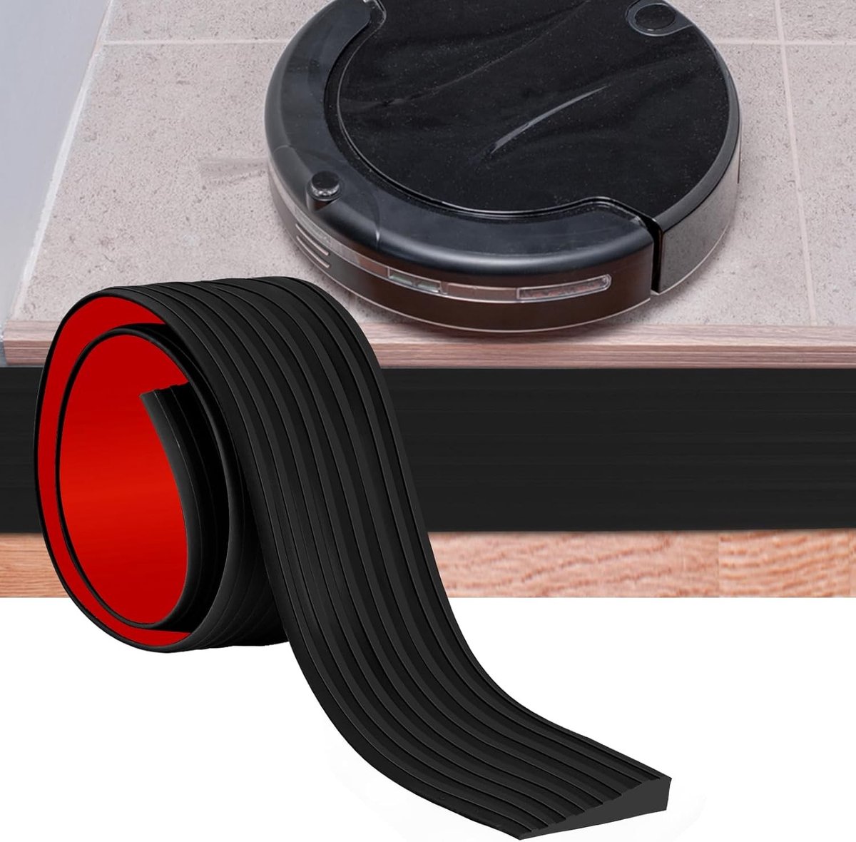 Rubberdrempel van 1,5 cm voor deuren, ideaal voor stofzuigers, kinderwagens, scooters en rolstoelen
