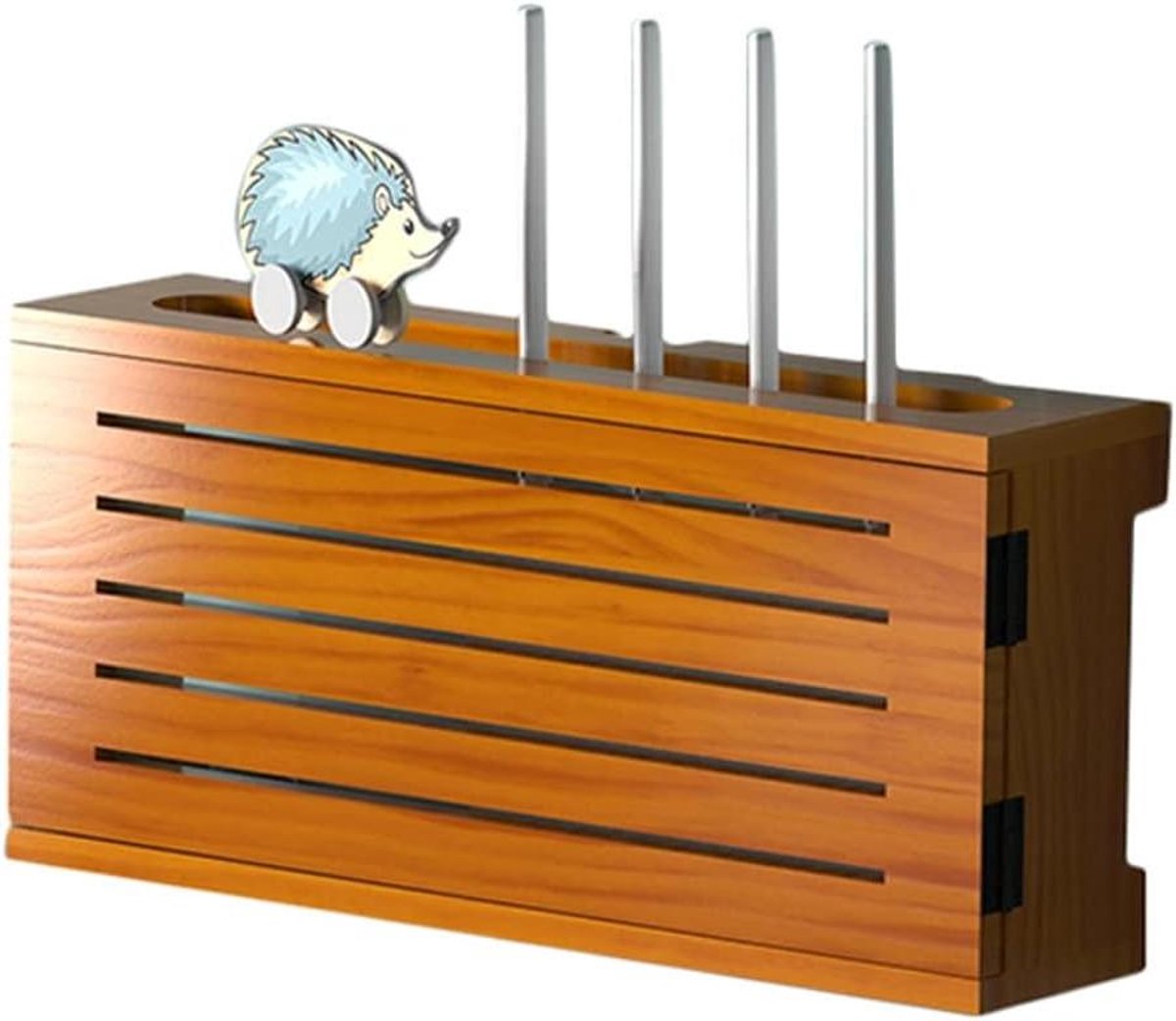 Opbergrek Router - Wandkast TV - Kabel Organisatie - Warmteafvoer Ontwerp - 31 cm Lengte - Houtkleur
