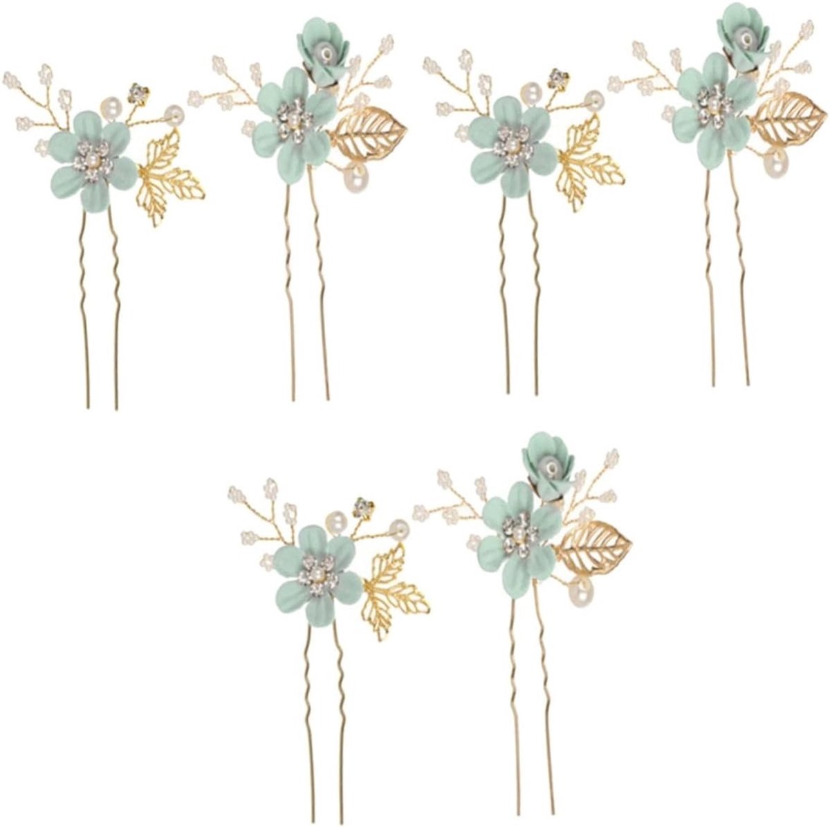 6 Stuks Vintage Haarspelden met Bloem en Kristal voor Bruiloft en Feest - Haaraccessoires met Strass en Haarknopen