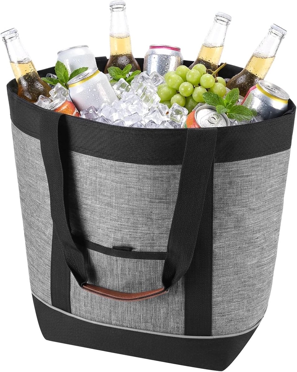 Grote Geïsoleerde Koeltas van 30L, Lekvrij en Waterdicht, Vouwbare Picknicktas met 8 Uur Isolatie, Perfect voor Boodschappen en Picknicks