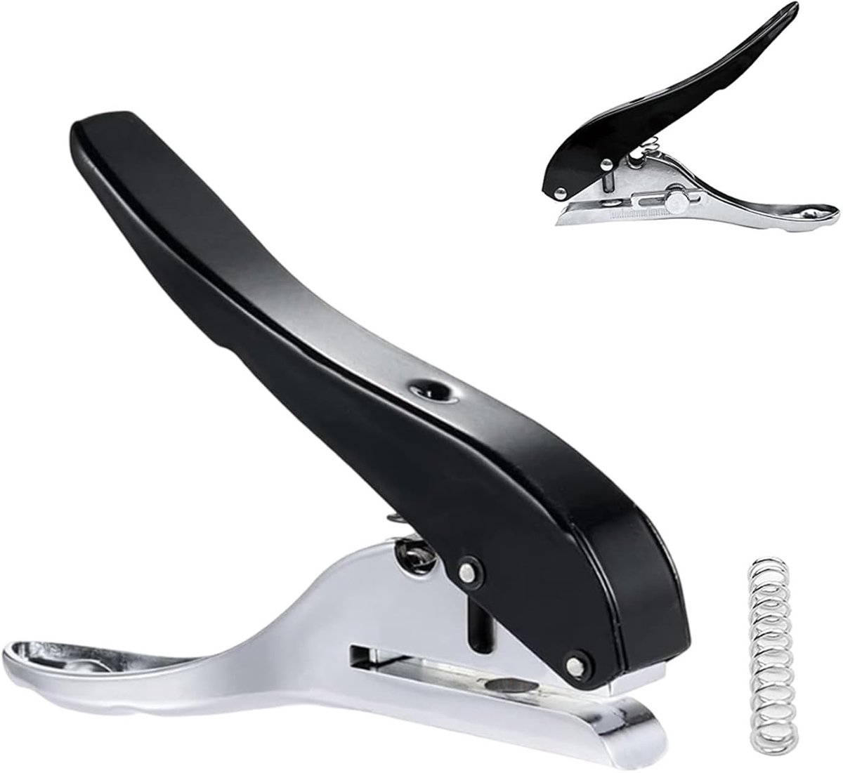Perforator voor papier, 10 mm, draagbaar en verstelbaar voor doe-het-zelf handwerk, dossiers en scrapbooking (zwart)