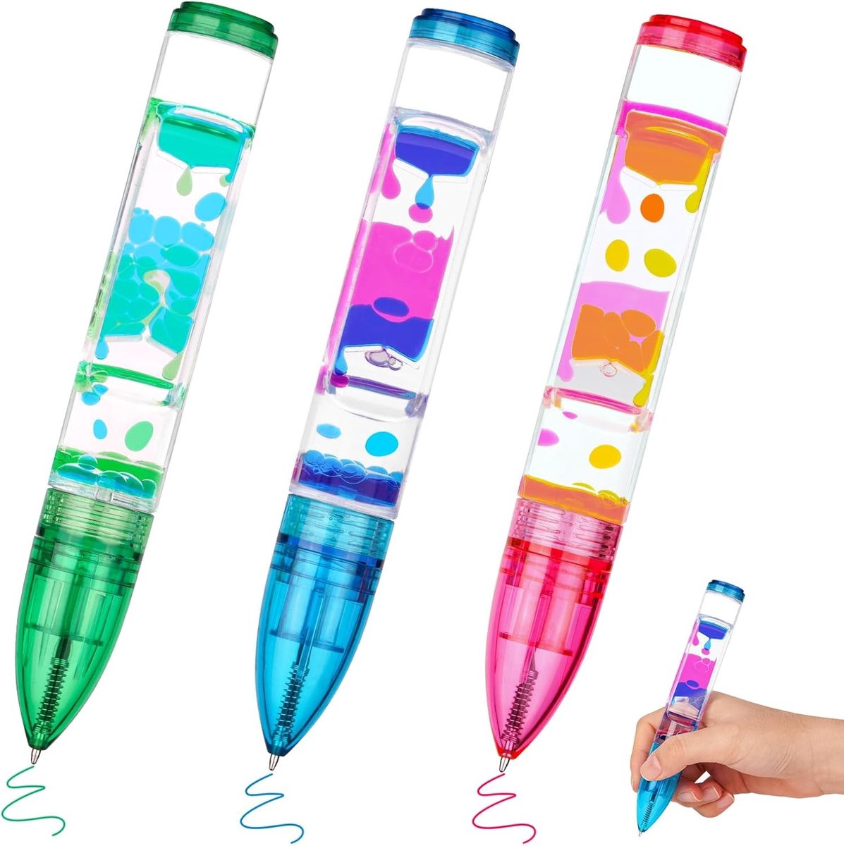 Liquid Sensory Zandloper Set van 3 Stuks, Decoratieve Tijdmeter voor Stressverlichting, Thuis en Kantoor, Ideaal voor Creatieve Activiteiten en Spellen
