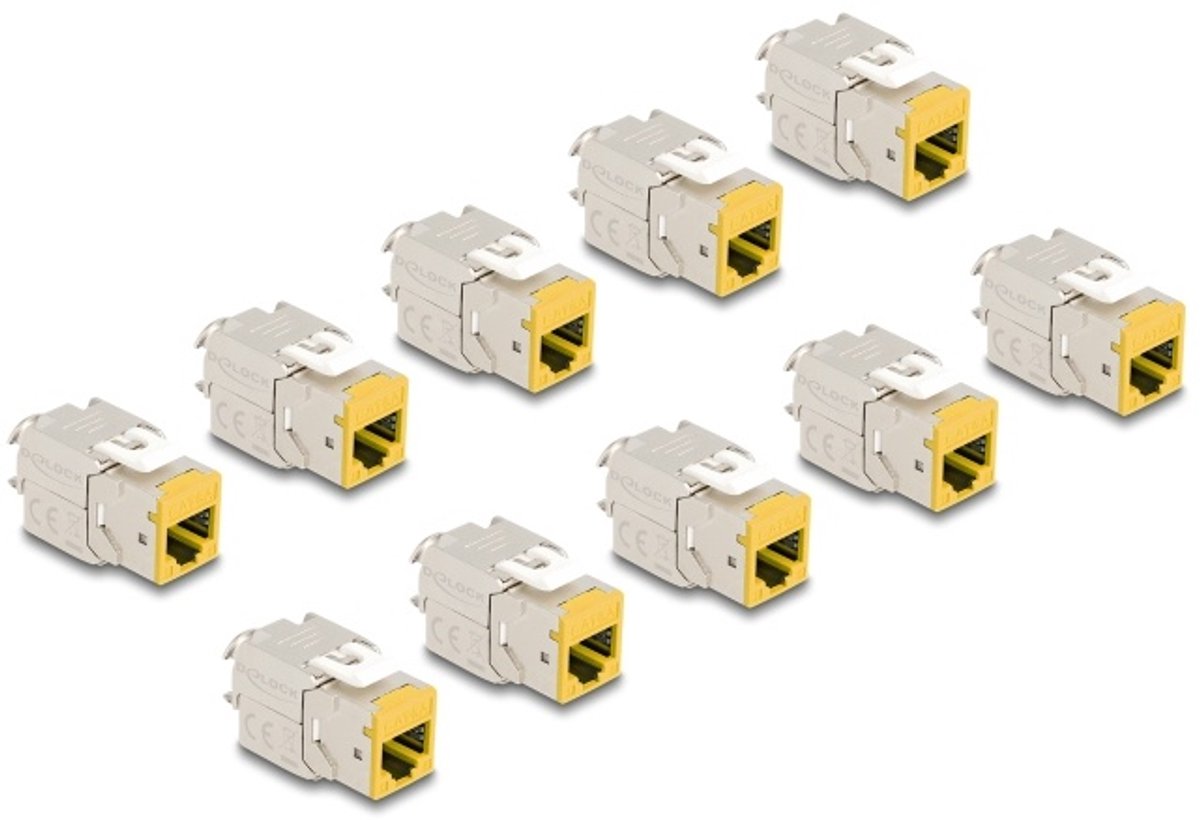 Delock Keystone Modul RJ45 jack to LSA Cat.6A toolfree yellow set 10 pieces