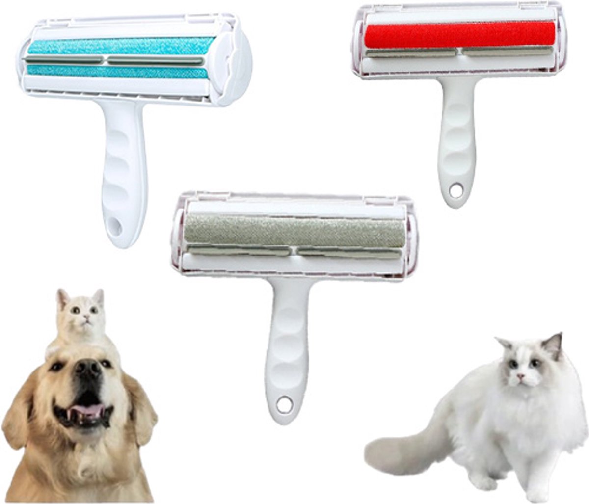 Huisdierhaar Verwijderaar - 3 stuks - Reiniger voor katten en hondenharen – VHondenhaarverwijderaar - Kattenhaar Verwijderaar - Haarroller - Haren Verwijderen - Bank onthaarder - Herbruikbaar