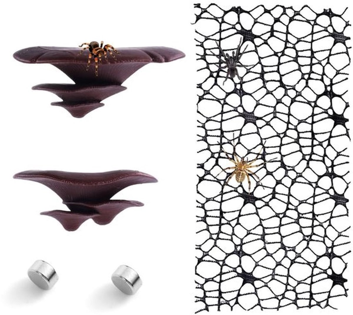 5 stuks springpinaccessoires, paddenstoel, spin, paddenstoel, springwebset met magneet voor spinnen, bidpaddenstoelen, wolfspinnen en andere huisdieren