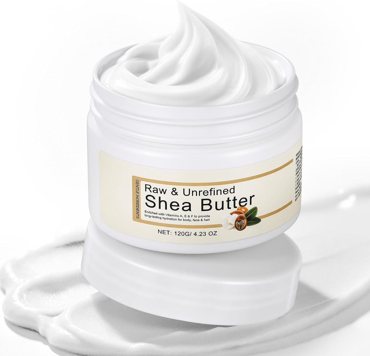 Natuurlijke Sheaboter 120 g - Verstevigende Body Butter voor Droge Huid, Vitamine Rijke Verzorging voor Gezicht en Lippen