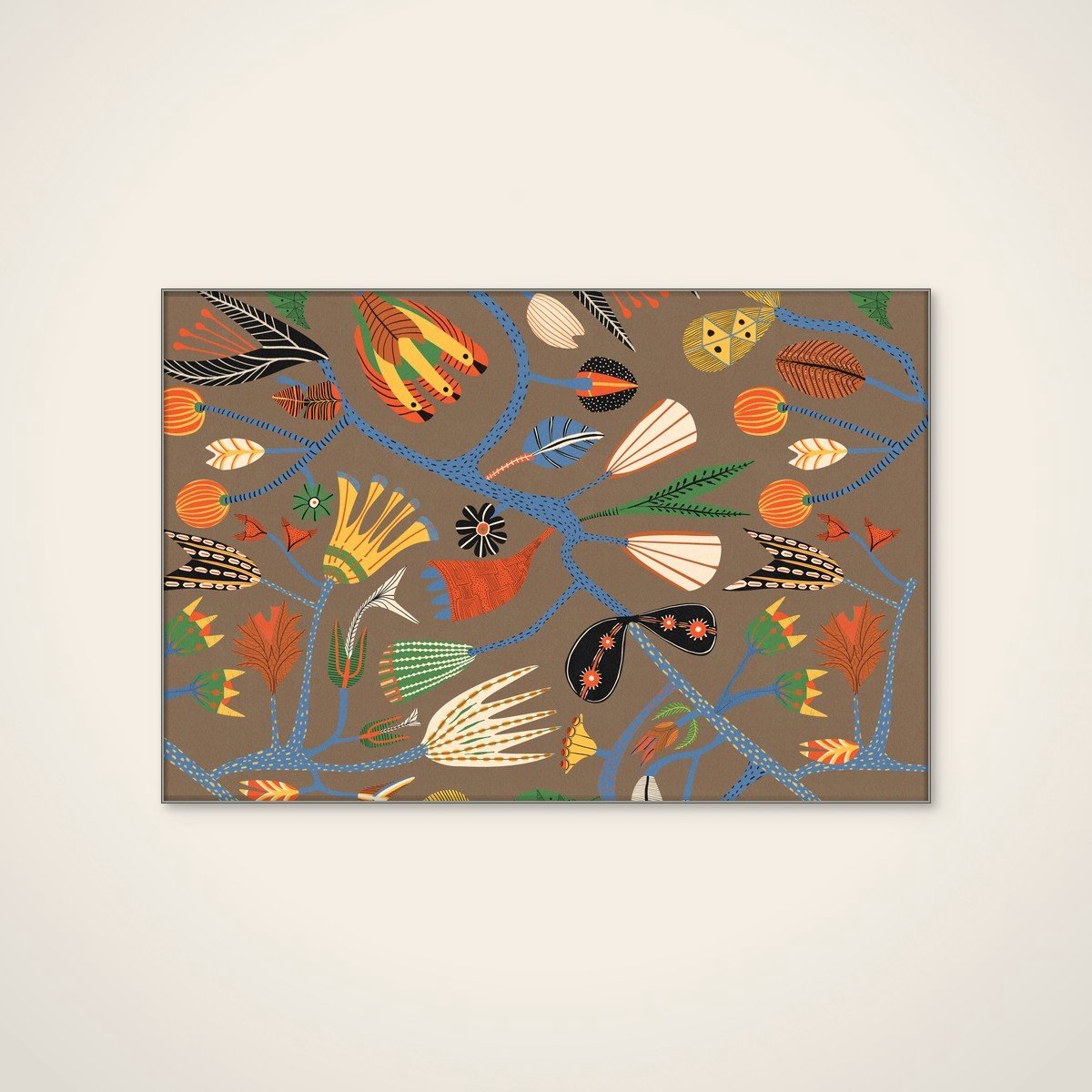 Akoestisch schilderij - 120 x 80 cm - Kling van Alexander Adiels - Botanische wanddecoratie - zilver textielframe
