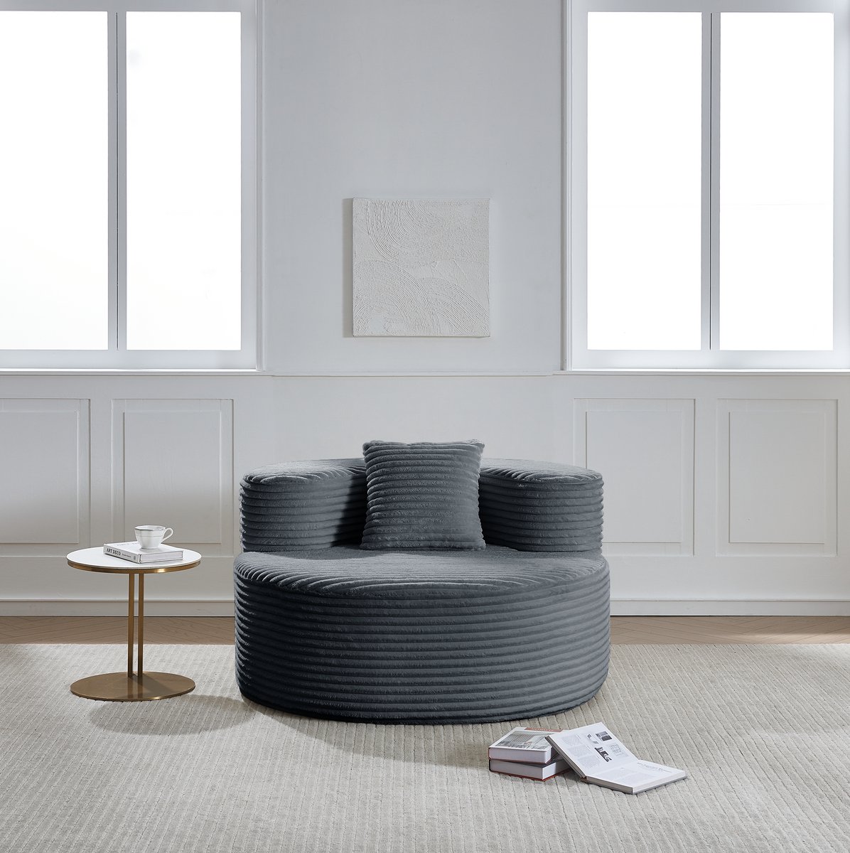 MIVRAY Zitzak 112 x 105 x 59 cm - Loungestoel Met Rugleuning En Sierkussen - Voor Woonkame