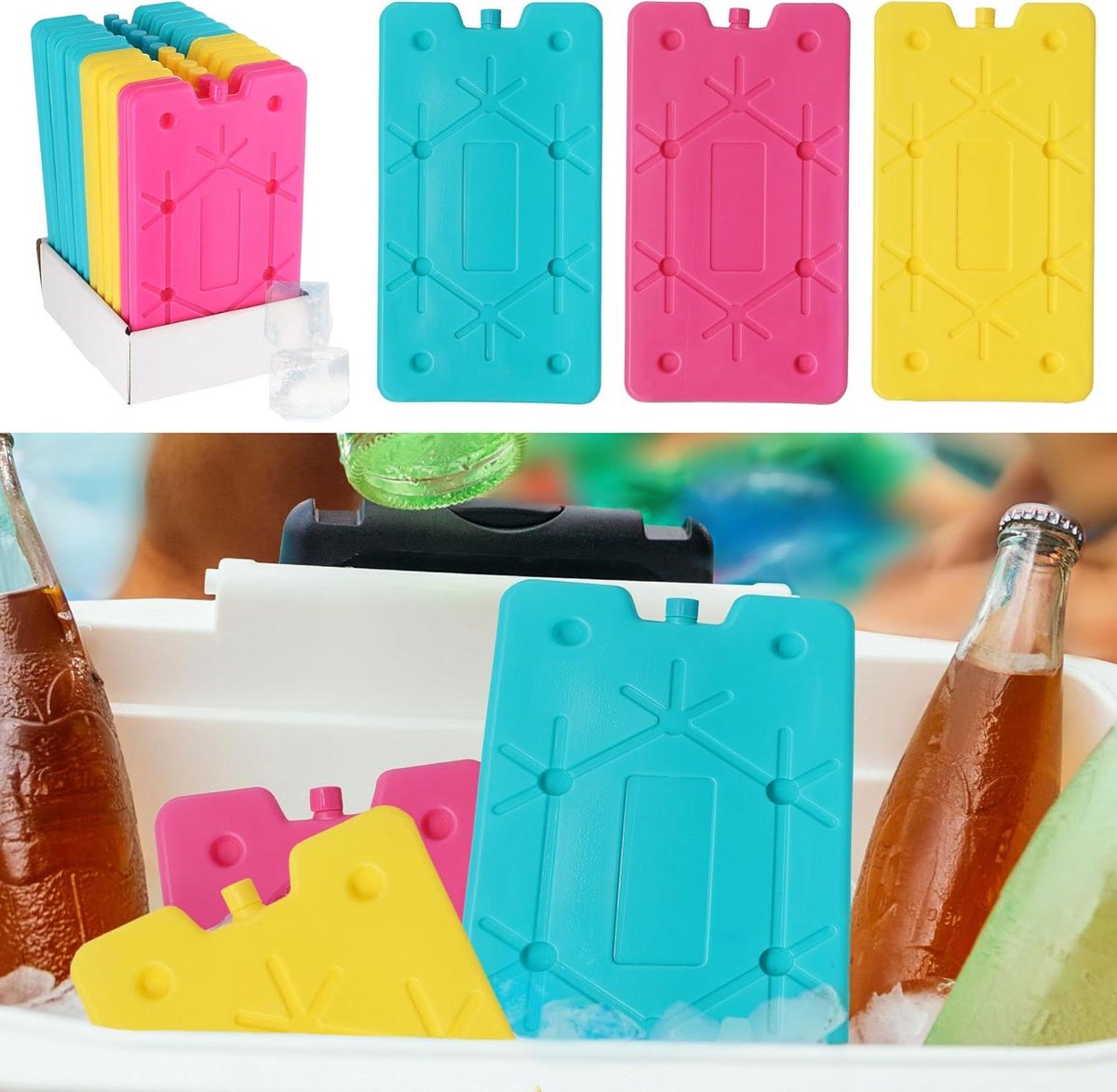 Koelaccu Set - Koelelementen Koeltas - Eten Koel Houden - Herbruikbaar en Niet-Giftig - 14 x 25 cm - Gekleurd