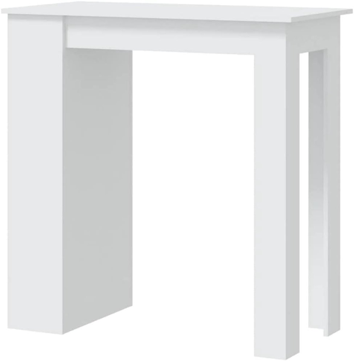 Bartafel met opbergrek - Keukentafel bistrotafel - Drinken en opbergen - Drie opbergvakken - 102x50x103.5 cm - Wit
