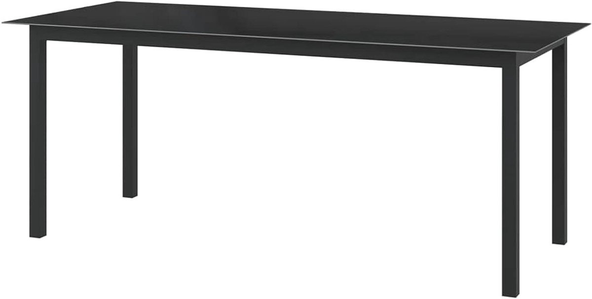 Tuintafel - Eettafel Buiten - Buiten Dineren - Aluminium Frame - 190 x 90 x 74 cm - Zwart