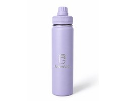 GlowUp Magnetische Thermo Waterfles 650ml- Paars - RVS drinkfles met MagSafe Telefoonhouder - Bidon - Dubbelwandig Geisoleerd - Voor Warme en Koude Dranken - Magnetische Telefoonhouder - Lekvrij - Selfie Drinkfles