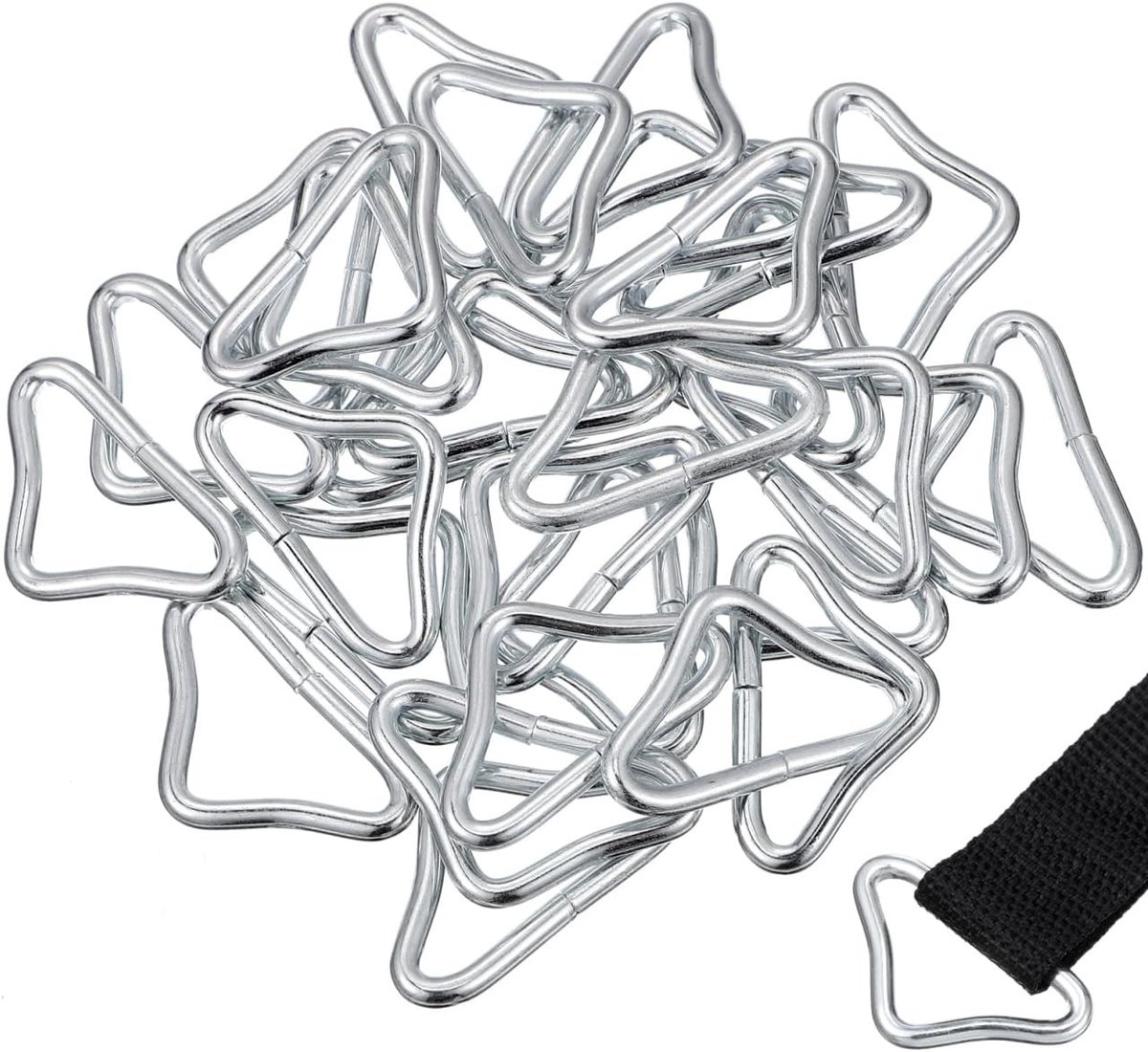 30 Stuks Trampoline Onderdelen - Galvaniseerde Triangle V-Ringen en Bevestigingsriemen - Accessoires voor Reparatie van Springmat en Net