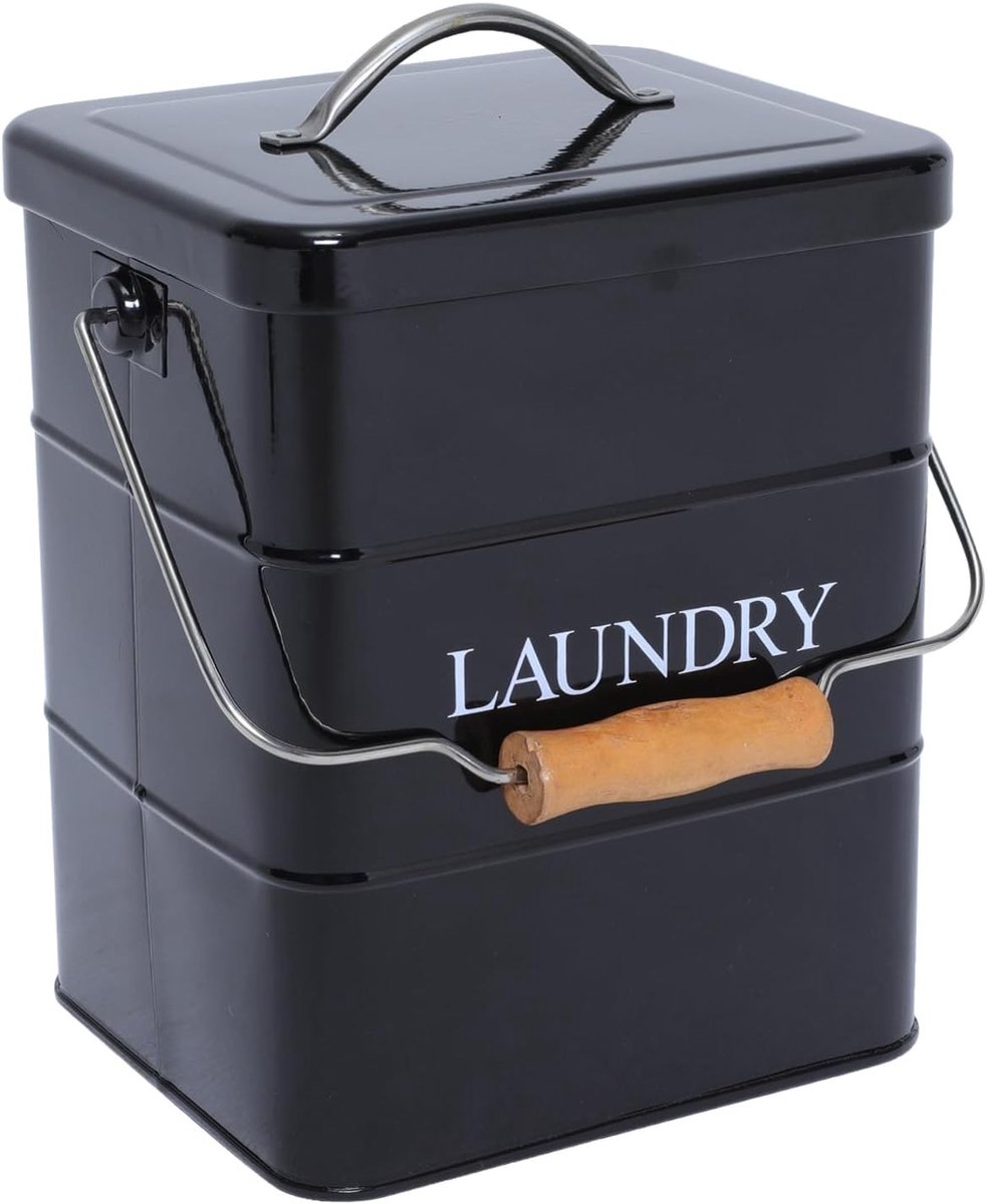 Duurzame Opbergdoos voor Wasmiddel met Lepel en Houten Handvat, Luchtdichte Organizer voor Waspoeder en Wasmachine Accessoires