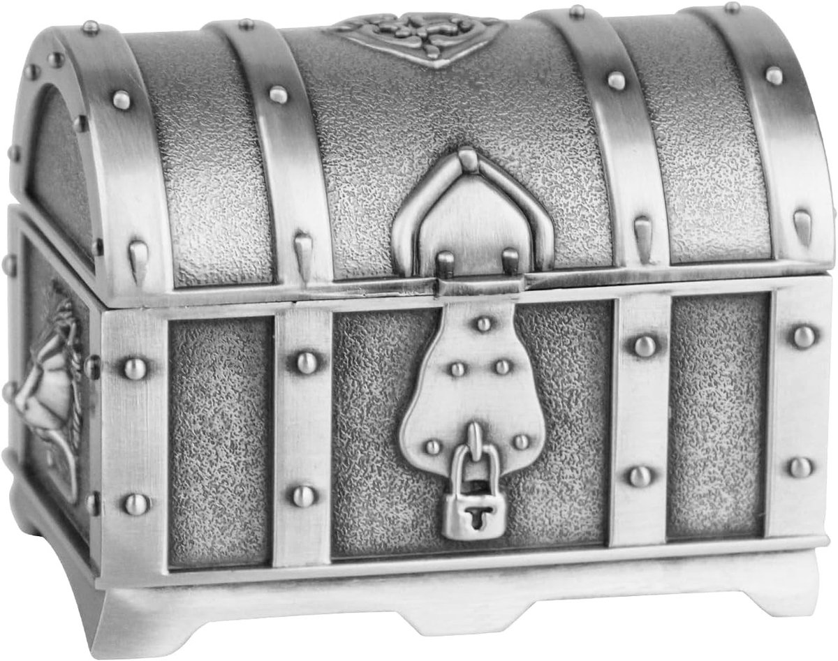 Vintage metalen sieradendoos als decoratieve schatkist voor sieraden | Perfect voor ringen, armbanden, oorbellen en halskettingen, ideaal cadeau voor elke gelegenheid