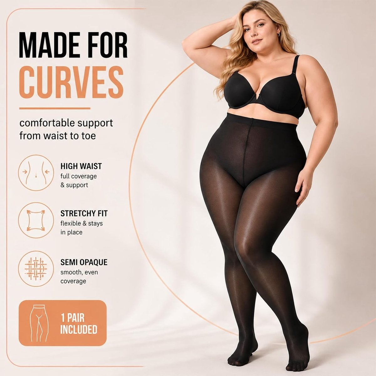 Grote hoge taille damespanty 80D, elastisch en scheurbestendig, perfect voor dagelijks gebruik en vormgevend ondergoed voor maten 170–180 cm en 85–118 kg