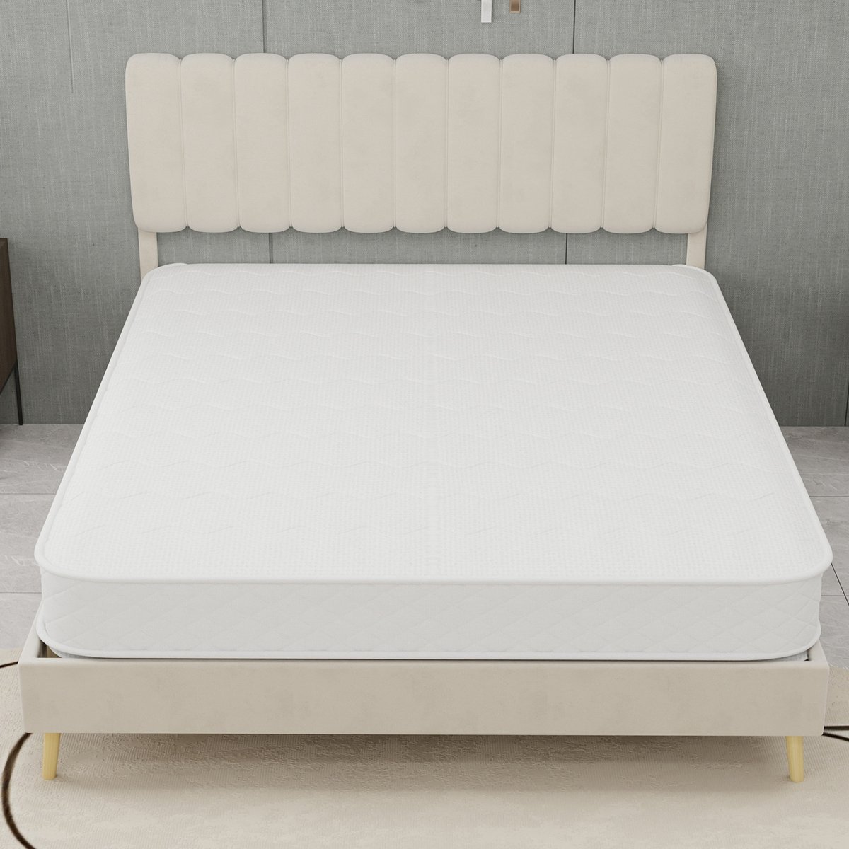 Pocketveringmatras 140 x 200 cm – 23 cm hoog – 3D netstof met traagschuim – individueel verpakte veren – Wit