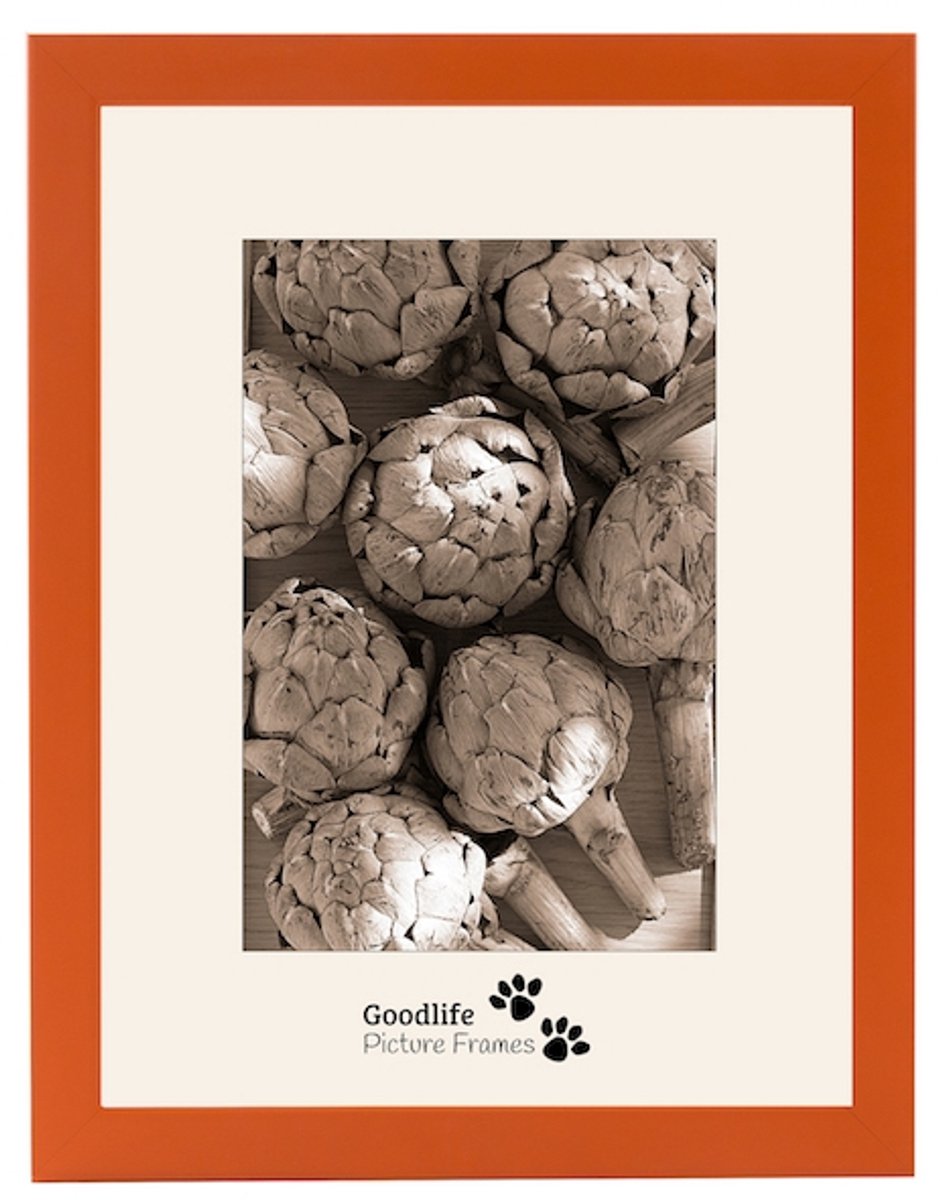 Houten Fotolijst Anitra Oranje - 15x20 - Anti-reflectie glas - 18 mm breed profiel - Goodlife Picture Frames
