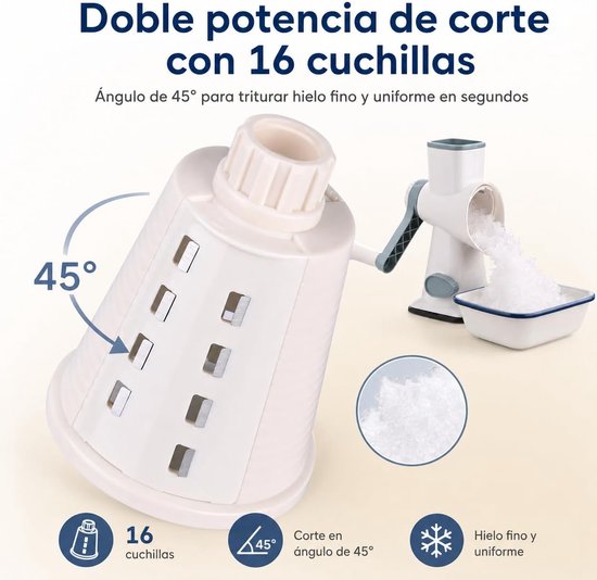 Handmatige ijscrusher slushy maker, draagbare crushed ice maker met roestvrijstalen messen, antislip zuignap & handslinger, eenvoudig schoon te maken, ideaal voor zomerdranken thuis — afbeelding 4