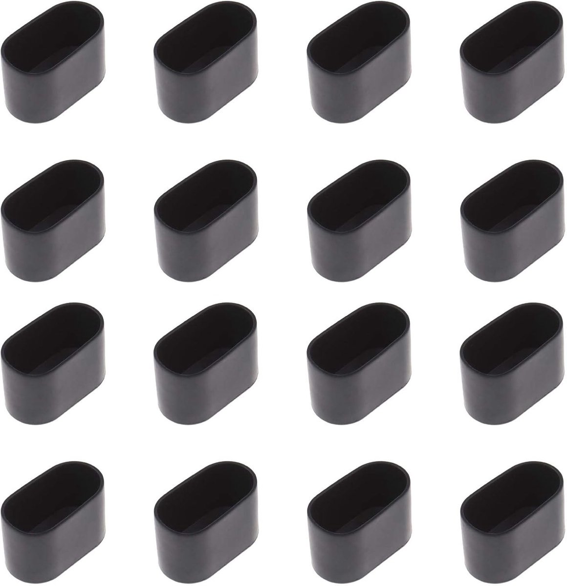 Flexibele Rubber Bescherming voor Tafel- en Stoelpoot - 16 Stuks Antikras Vloerbescherming - 40x20mm (Zwart)