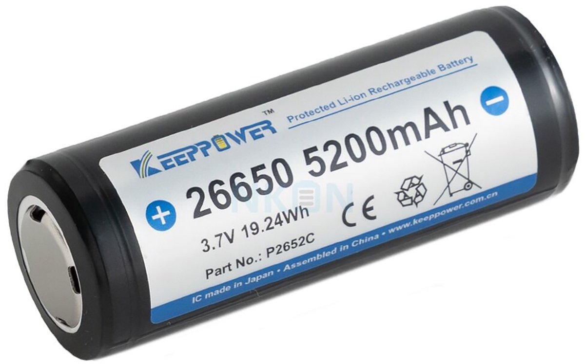 Oplaadbare Batterij - 26650 - Li-Ion - 5.200 mAh - 10A - Ingebouwde Veiligheidscircuits