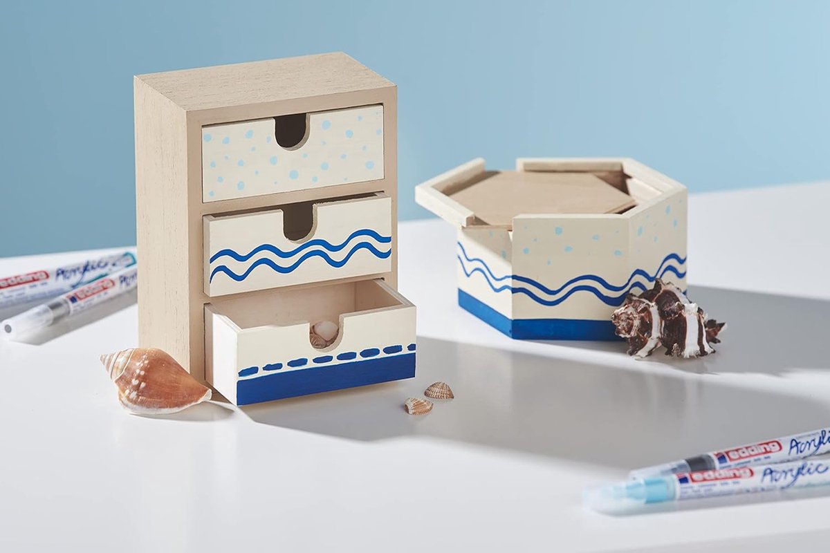 Mini Kastjes met Laden - Ladebox Organizer - Knutselen en Sieraden Opbergen - Te Decoreren Ruw Hout — cadeau in Hobby - foto 2