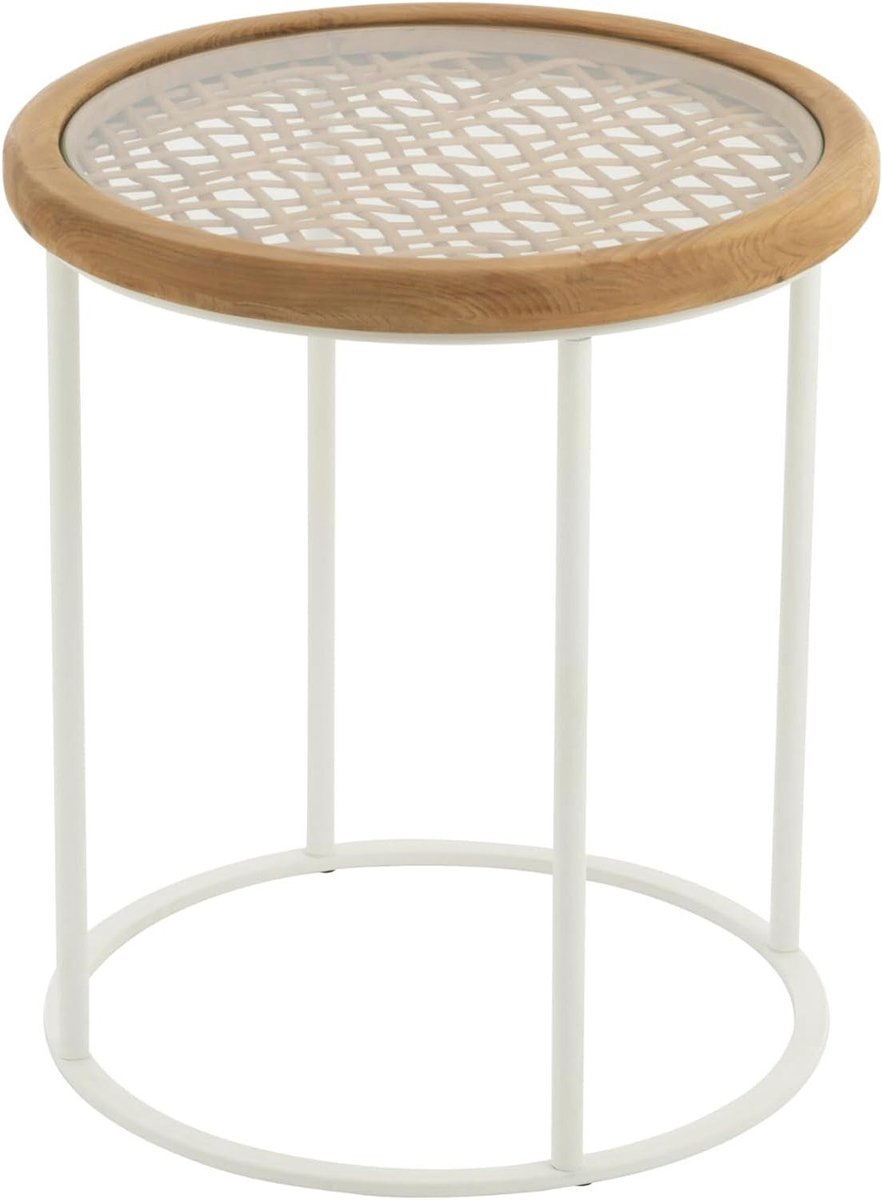 Bijzettafel Mati - Tafeltje Hout Metaal - Woonkamer Decoratie - Combinatie Materiaal - 50 x 50 x 56 cm
