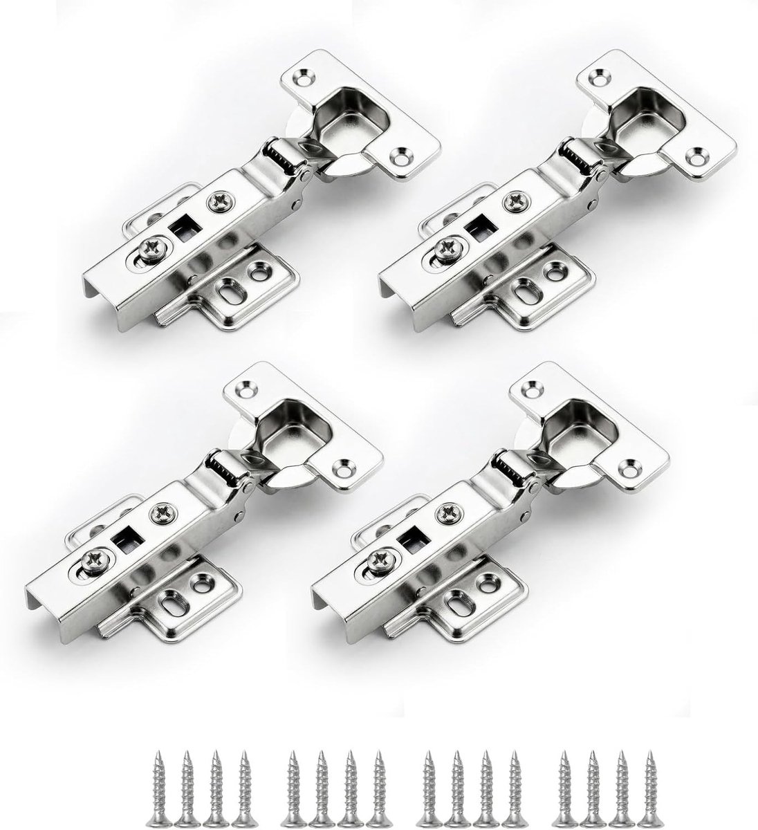Demperscharnieren 35 mm, 4 stuks zachte sluitscharnieren voor kastdeuren en meubels, onzichtbare scharnieren voor een stille sluiting en eenvoudige installatie
