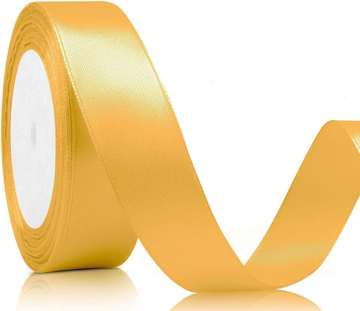 Satin Cadeaulint 22m 20mm Breed in Mandarijn Geel voor Trouwen, Creatieve Projecten en Cadeauverpakking