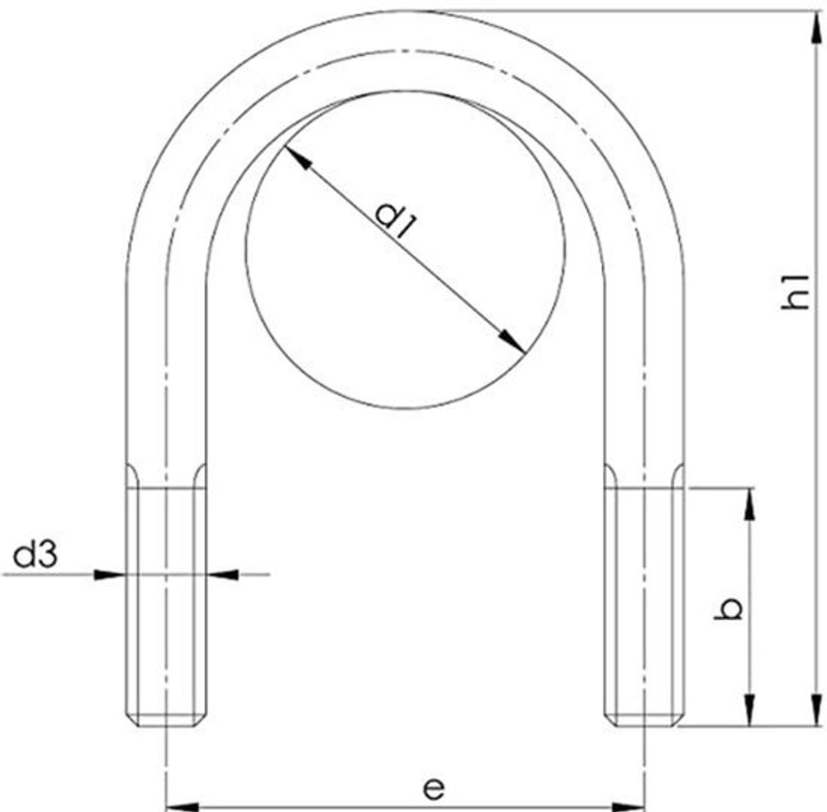 Beugelschroef M16 x 171 mm - Galvanisch verzinkt - Schroefdraadbeugel Ã˜ 108,0-114,3 mm