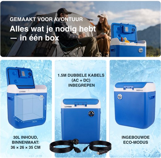 Luvego Elektrische Koelbox 30L - Frigobox 12 Volt 230v - Met Ingebouwde Bluetooth Speaker - Auto Coolbox van Luvego — afbeelding 2