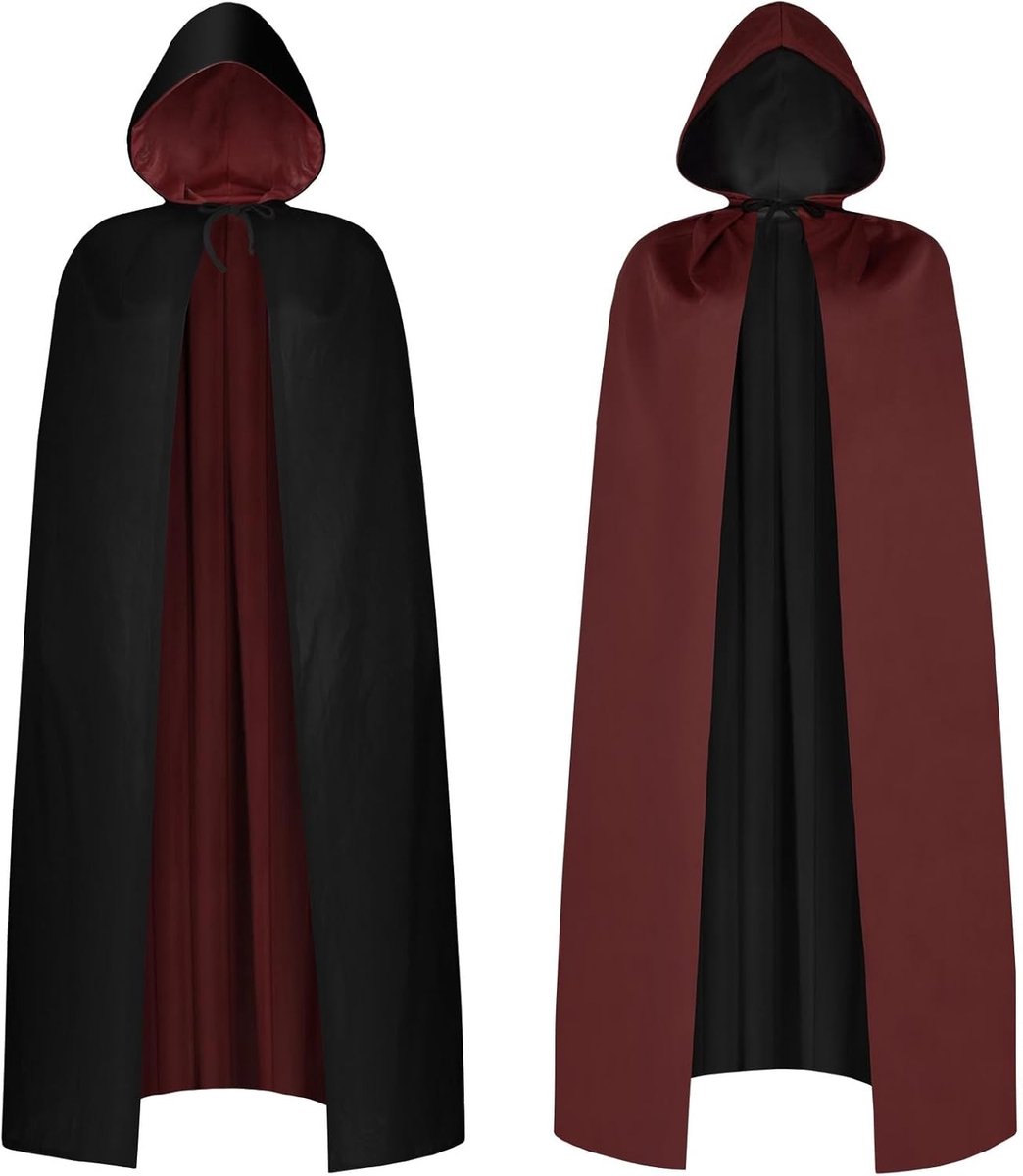 Zwarte Cape met Kap voor Vampier Kostuum voor Halloween, Carnaval en Verjaardagsfeesten