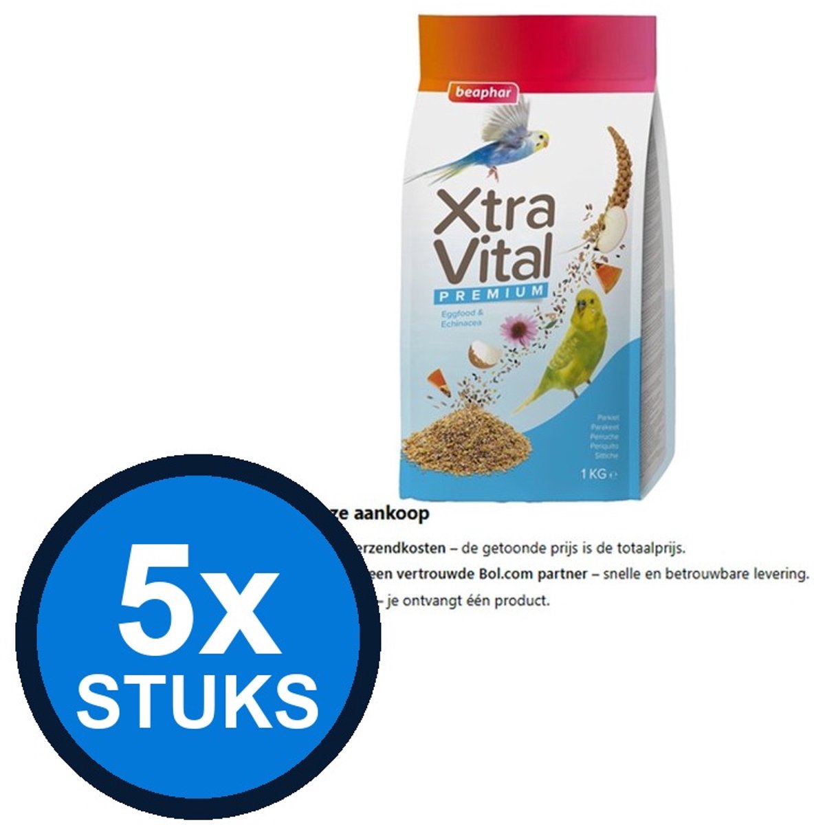 5x Beaphar - XtraVital parkiet 1kg - Vogelvoer - 1 kg