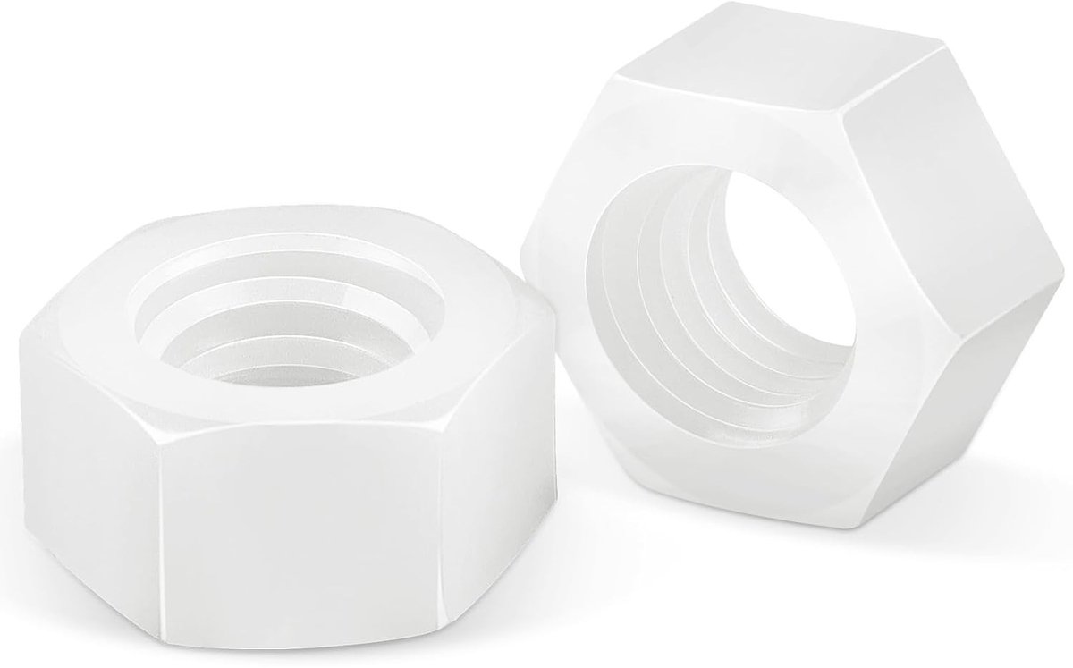 M4 Plastic Moeren (25 Stuks) - Nylon Zeskantmoeren voor Draadstangen, Schroeven en Ringen, Duurzaam en Lichtgewicht