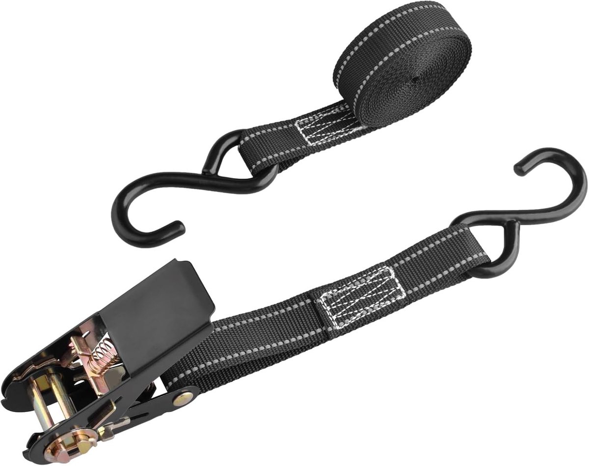 Verstelbare Lashing Strap met Snelsluiting, Ideaal voor Kabels, Bagage en Gereedschap (Zwart, 1 Stuk, 2m)