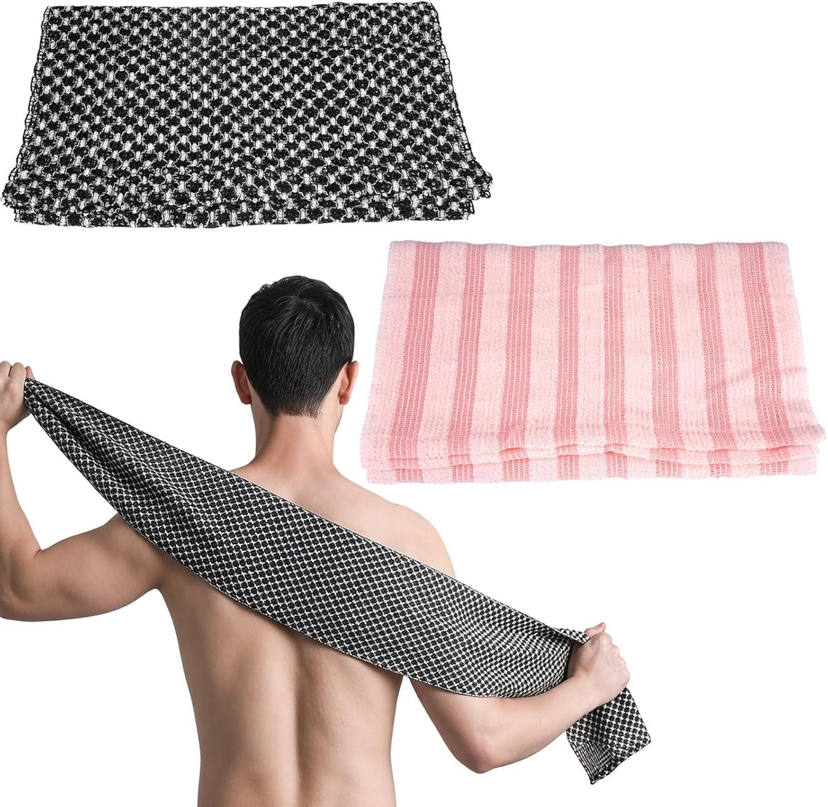 Extra Lange Exfoliërende Scrubdoek 90×25 cm - 2 Stuks, Ideaal voor Lichaamsreiniging en Schuimverwijdering voor Vrouwen en Mannen
