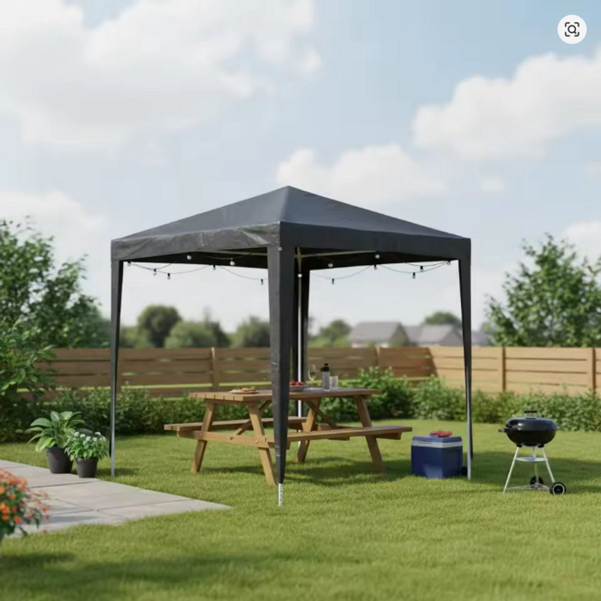 Professionele Partytent 2 x 2 m – Antraciet – Waterafstotende Pop-up Feesttent – Ideaal voor Evenementen, Festivals, Markten en Tuinfeesten