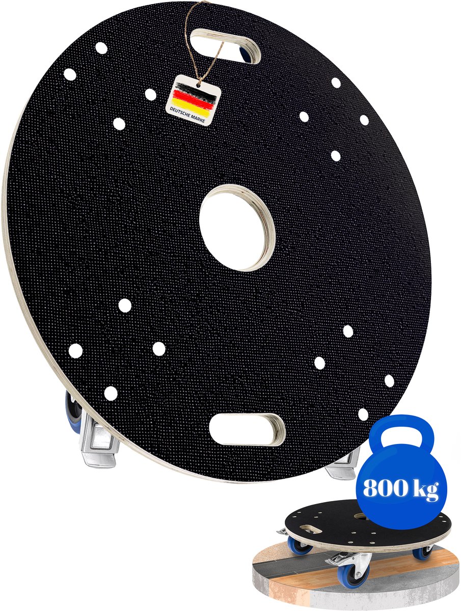 Trucky Rolling Dolly – Ø 58 cm Transportroller – 800 kg Meubeldolly met 4 wielen & 2 remmen – Transportkar / Trolley voor meubeltransport