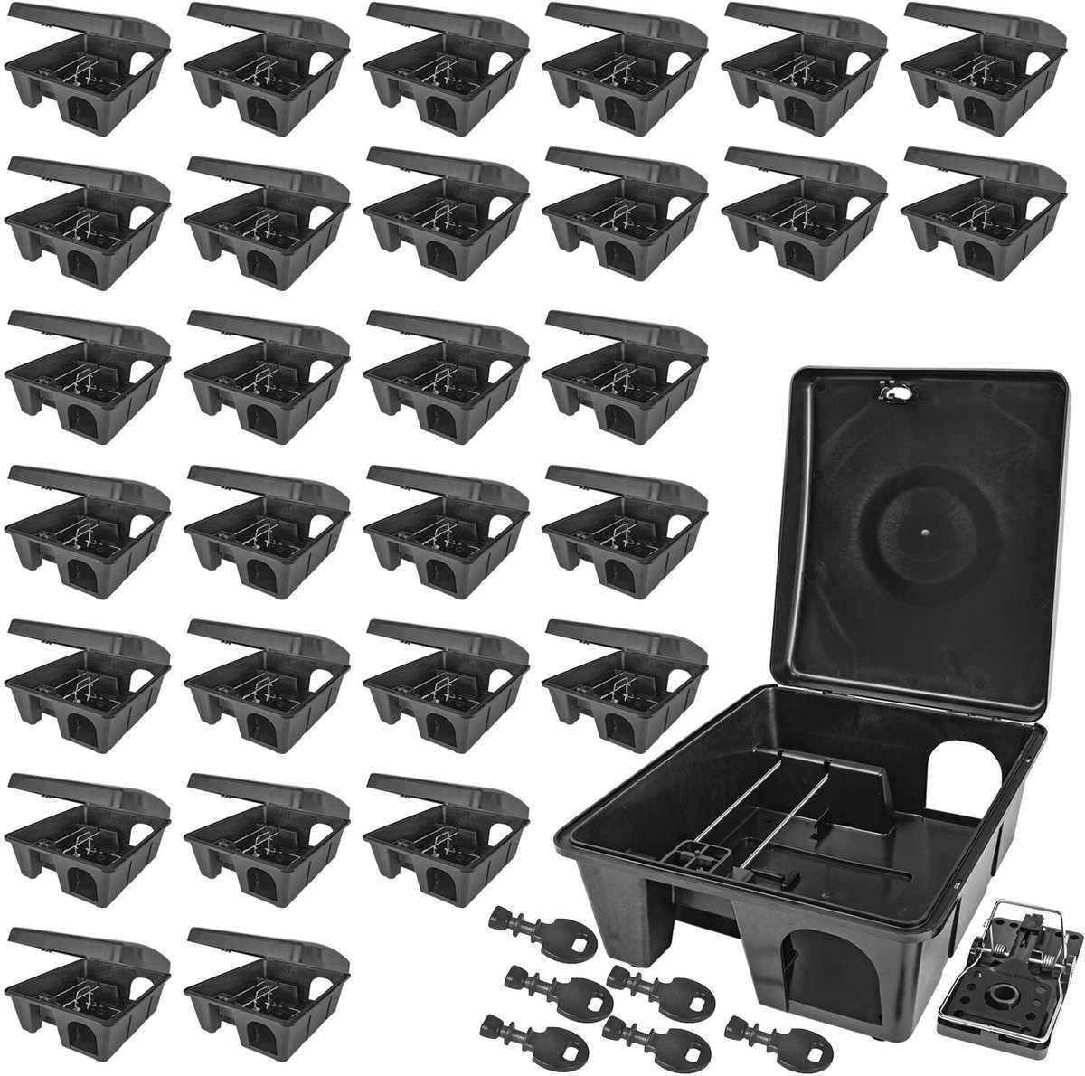 30x Aasstation Ratten Muizen Aasdoos Snap Trap Tuin Muizenval Rattenaasdoos Doos Rattenval Rattenaasstation Kinderen Huisdier Veilig Aasdoos Cadeau Petigi