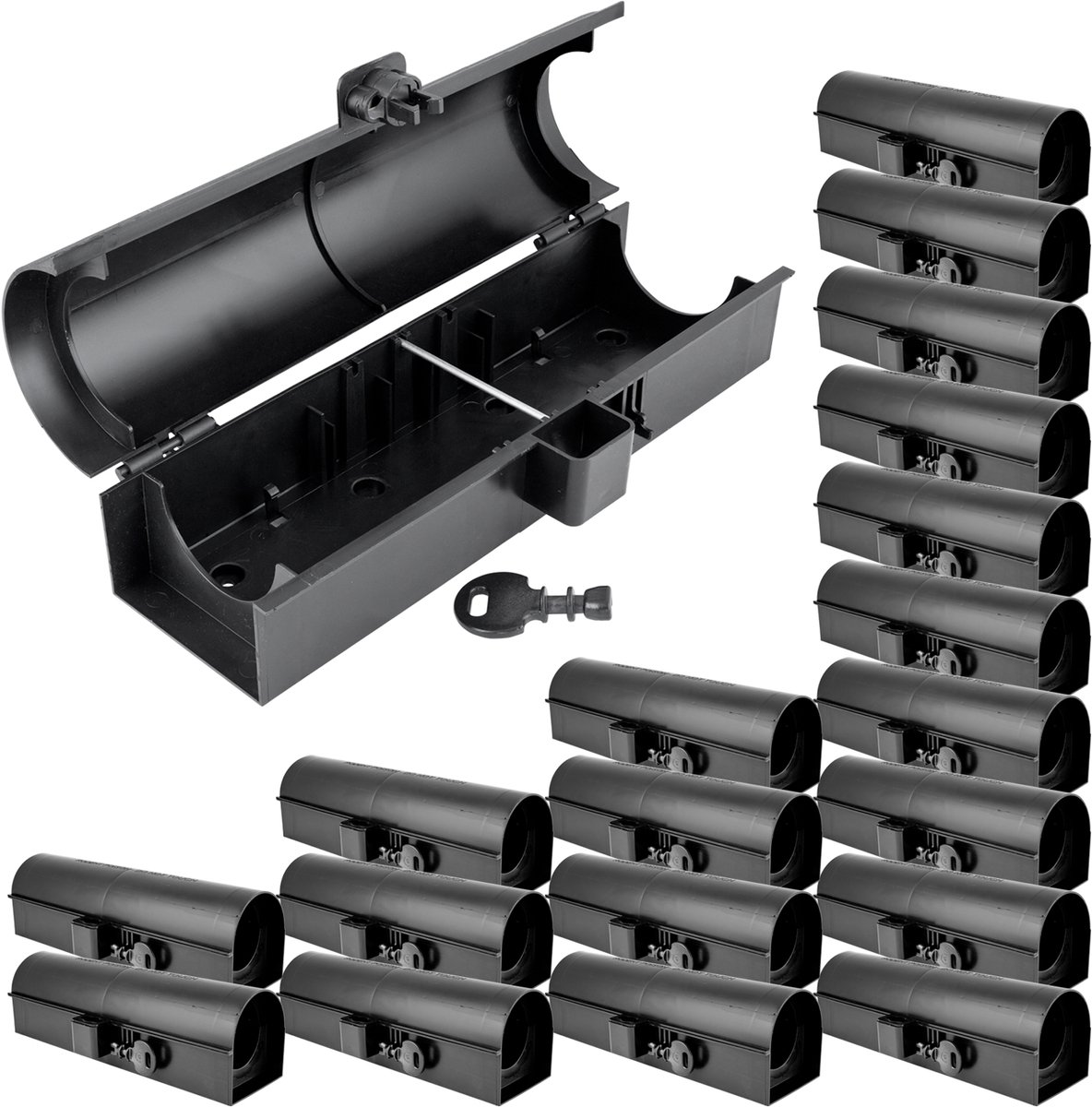 20 x Aasstation Rattenset Aasbox Tuinpijp Muizenval Muizen Rattenaasbox Rattenaasstation Rattenval Kinderen Huisdierveilig Aasbox Petigi