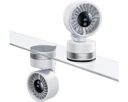Ventilator met zuignap - Wandmontage - 4000mAh batterij - 6 windsnelheden - 180° kantelbaar - 340° draaibaar-Oplaadbare draagbare ventilator - Krachtige zuignap - Geschikt voor thuis - Keuken - Badkamer - Camper - Kantoor - Sportschool - Cruiseschip