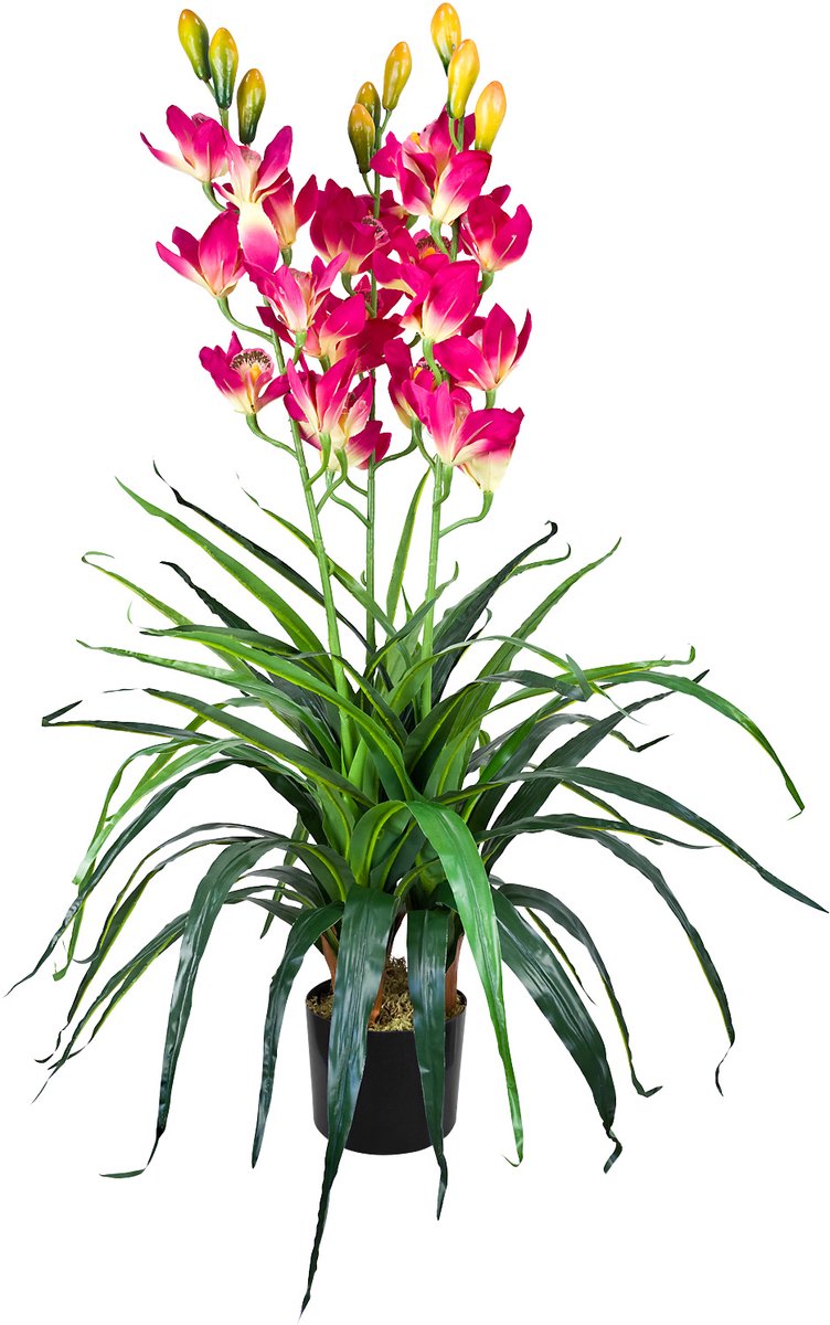 Kunstmatige Valse Orchidee Plant Bloem Decoratie Bininnen 100cm 27 Roze Bloesems DECOVEGO