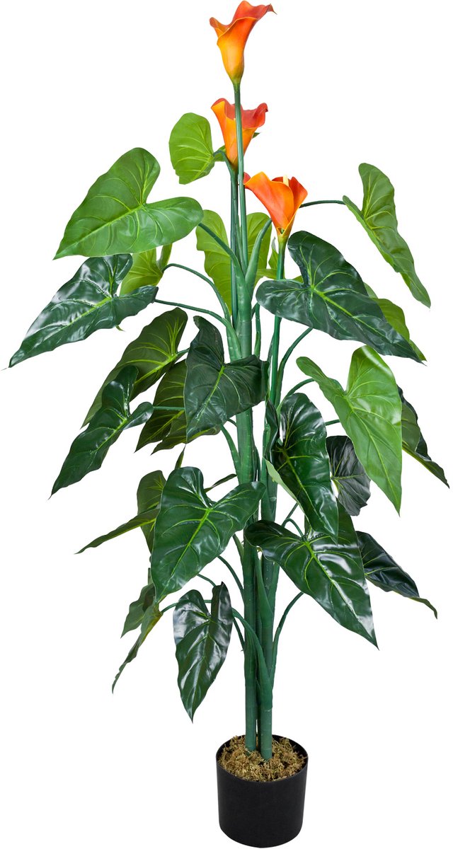 Kunstmatige Calla Lelie, 130 cm, Kunstbloem, Binnendecoratie, Realistisch in Pot, Decovego