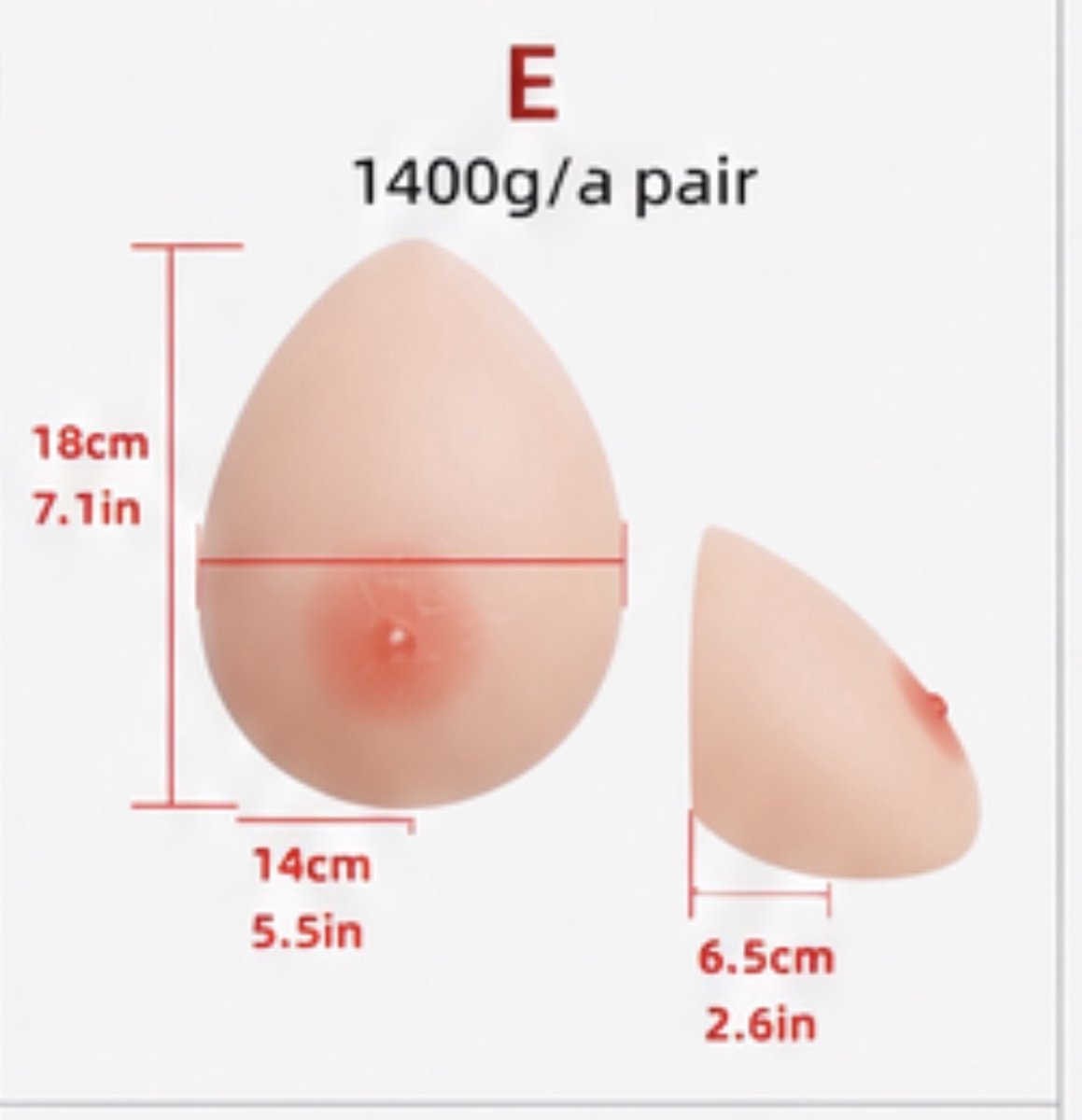 Zelfklevende Siliconen Borsten – Cup E – 1400 gram- Borstprothese – Travestie, Crossdress & Cosplay –Nep Tieten-Nep Borsten-