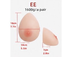 Zelfklevende Siliconen Borsten – Cup EE – 1600 gram- Borstprothese – Travestie, Crossdress & Cosplay –Nep Tieten-Nep Borsten-